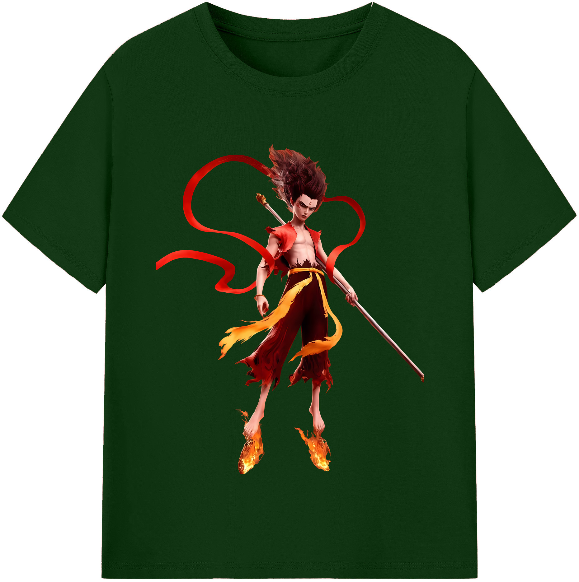 （画像用） Ne Zha 2 ナタ 魔童の大暴れ 綿100％半袖Tシャツ（フロントプリント）